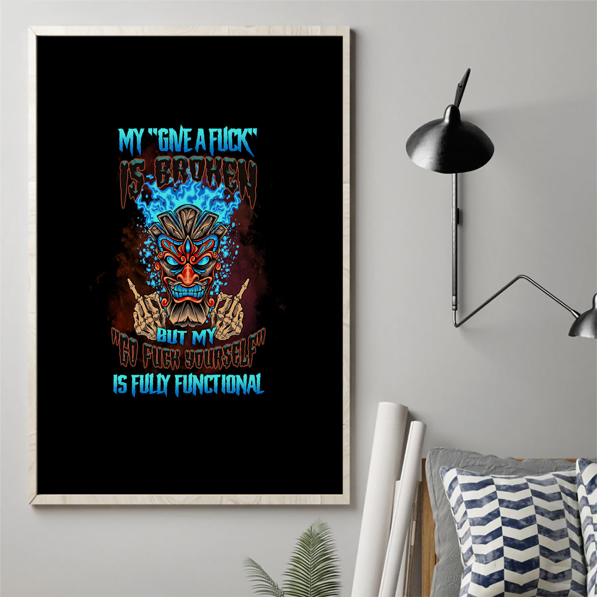 My Give A F Tiki Skull Canvas Wall Art - Wonder Print Shop