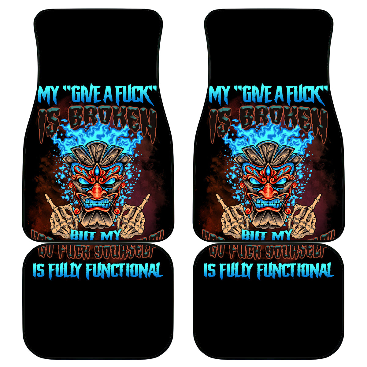 My Give A F Tiki Skull Car Mats - Wonder Print Shop
