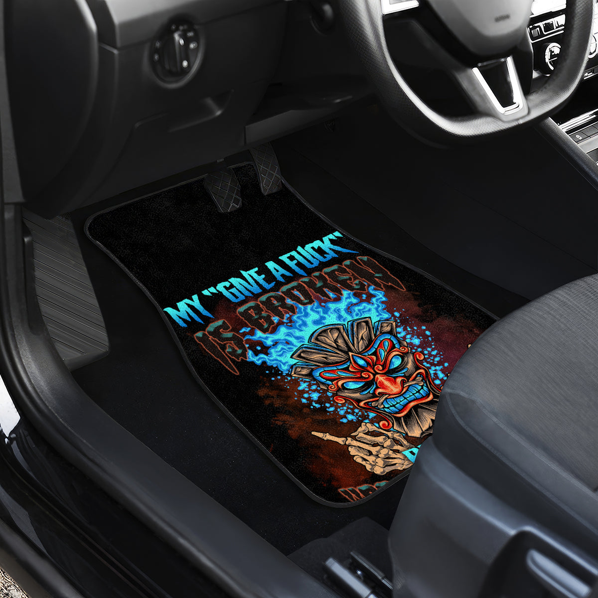 My Give A F Tiki Skull Car Mats - Wonder Print Shop