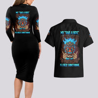 My Give A F Tiki Skull Couples Matching Long Sleeve Bodycon Dress and Hawaiian Shirt - Wonder Print Shop