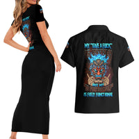 My Give A F Tiki Skull Couples Matching Short Sleeve Bodycon Dress and Hawaiian Shirt - Wonder Print Shop