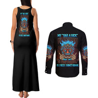 My Give A F Tiki Skull Couples Matching Tank Maxi Dress and Long Sleeve Button Shirt - Wonder Print Shop
