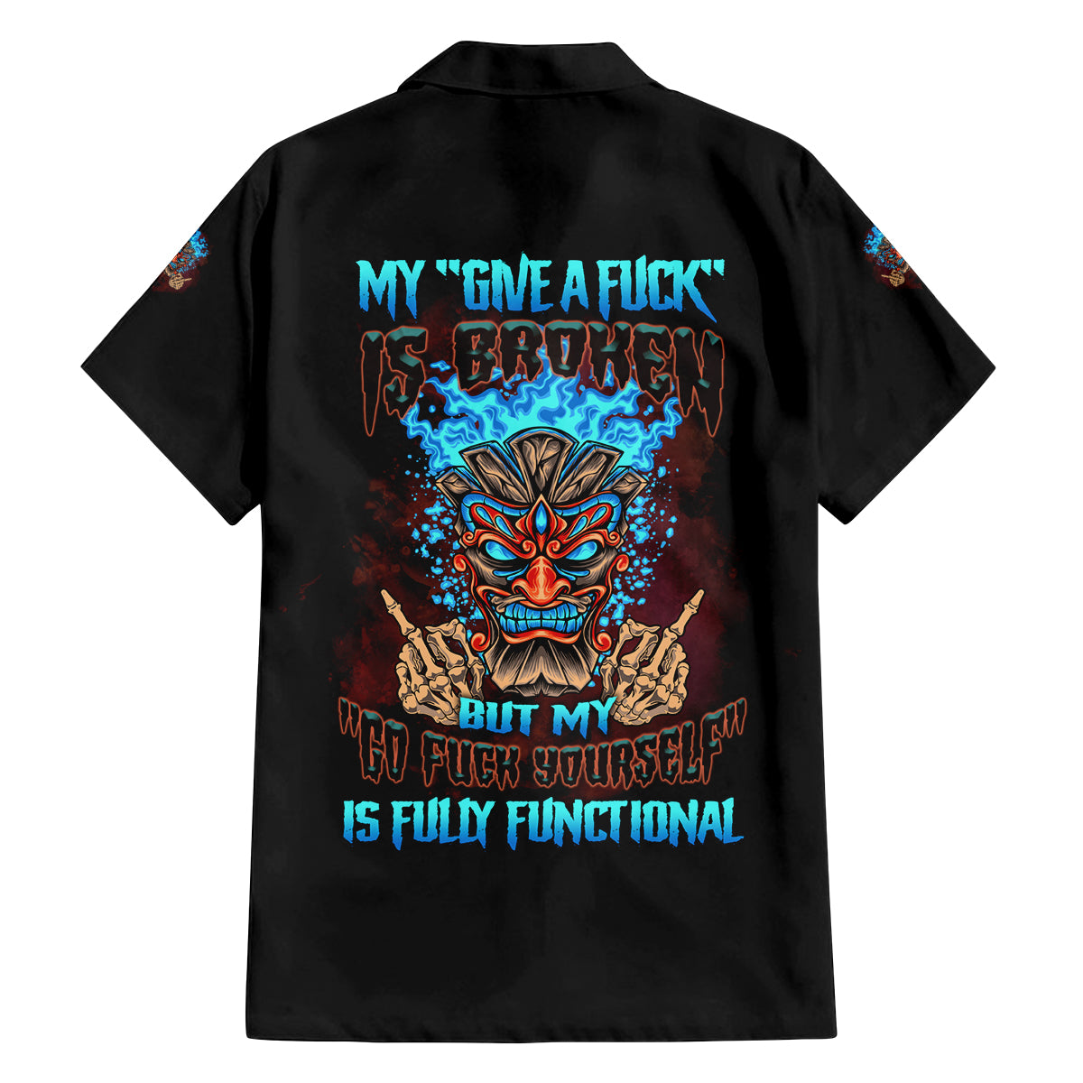 My Give A F Tiki Skull Family Matching Long Sleeve Bodycon Dress and Hawaiian Shirt - Wonder Print Shop