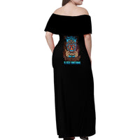 My Give A F Tiki Skull Family Matching Off Shoulder Maxi Dress and Hawaiian Shirt - Wonder Print Shop