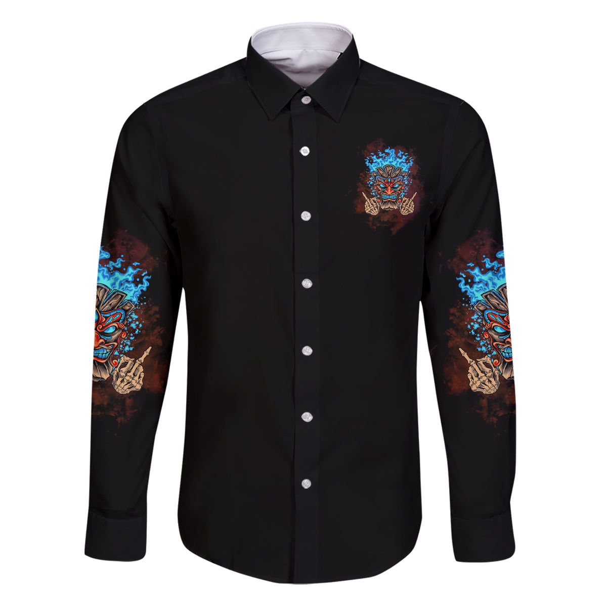 My Give A F Tiki Skull Family Matching Puletasi Dress and Hawaiian Shirt - Wonder Print Shop