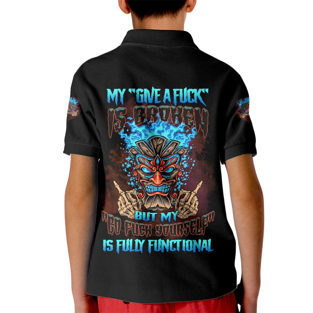 My Give A F Tiki Skull Kid Polo Shirt - Wonder Print Shop
