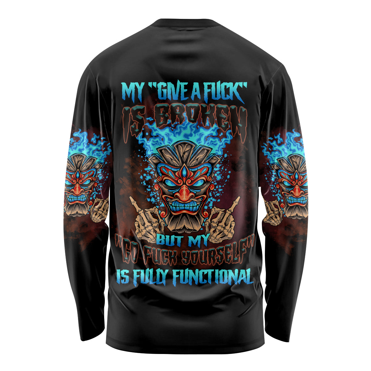 My Give A F Tiki Skull Long Sleeve Shirt - Wonder Print Shop