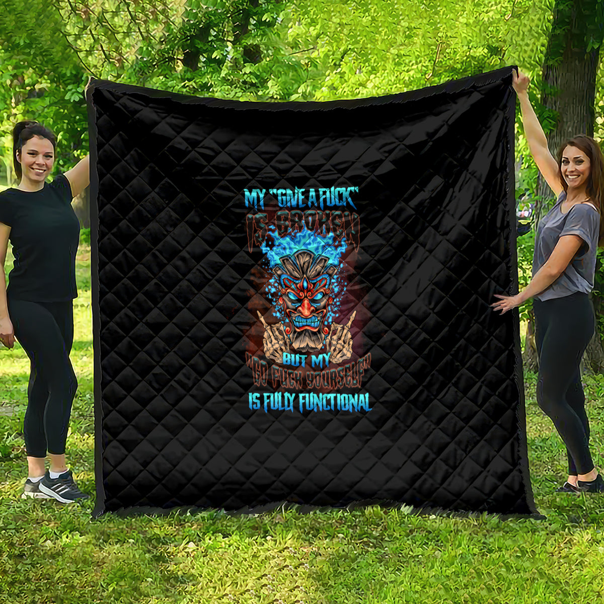 My Give A F Tiki Skull Quilt - Wonder Print Shop