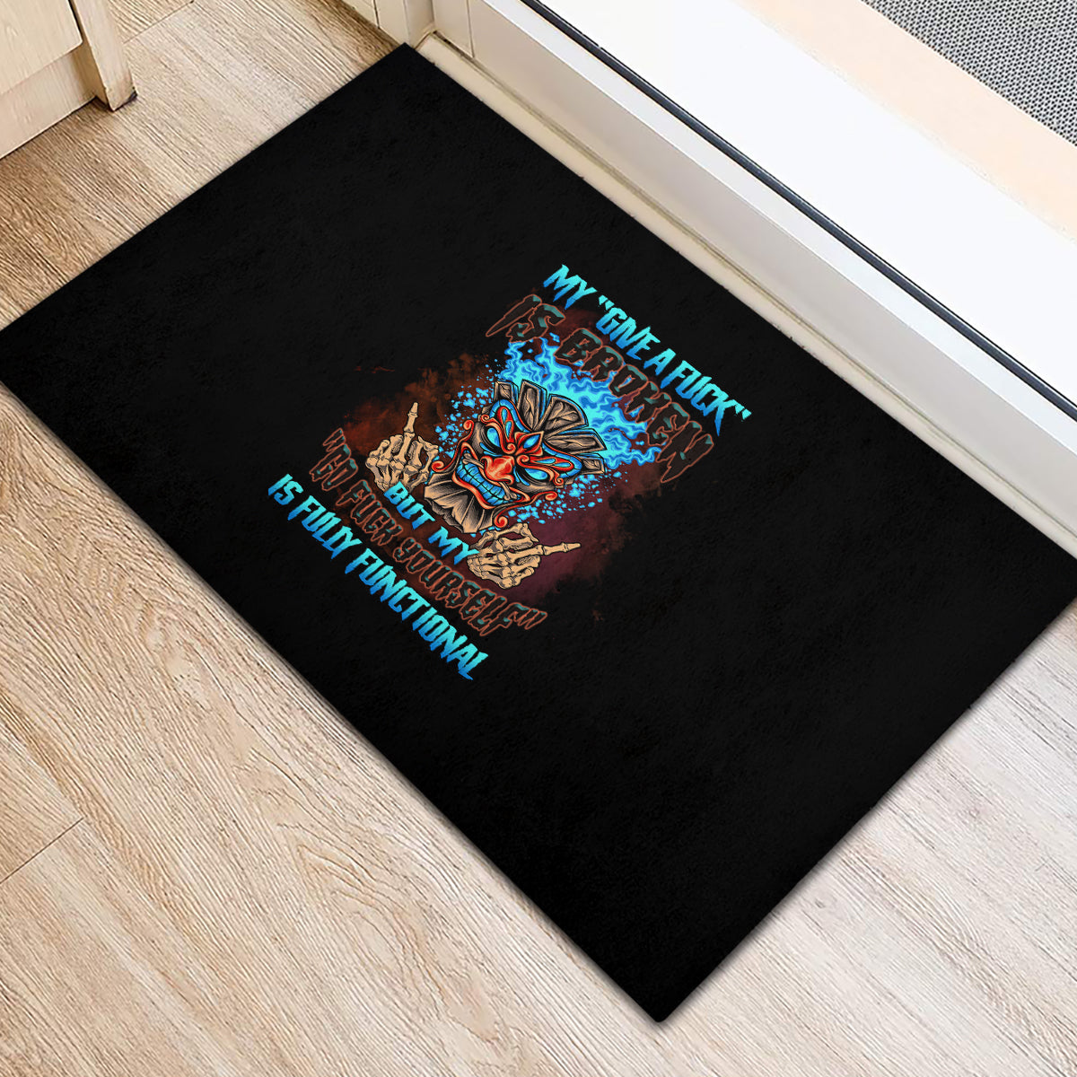 My Give A F Tiki Skull Rubber Doormat - Wonder Print Shop
