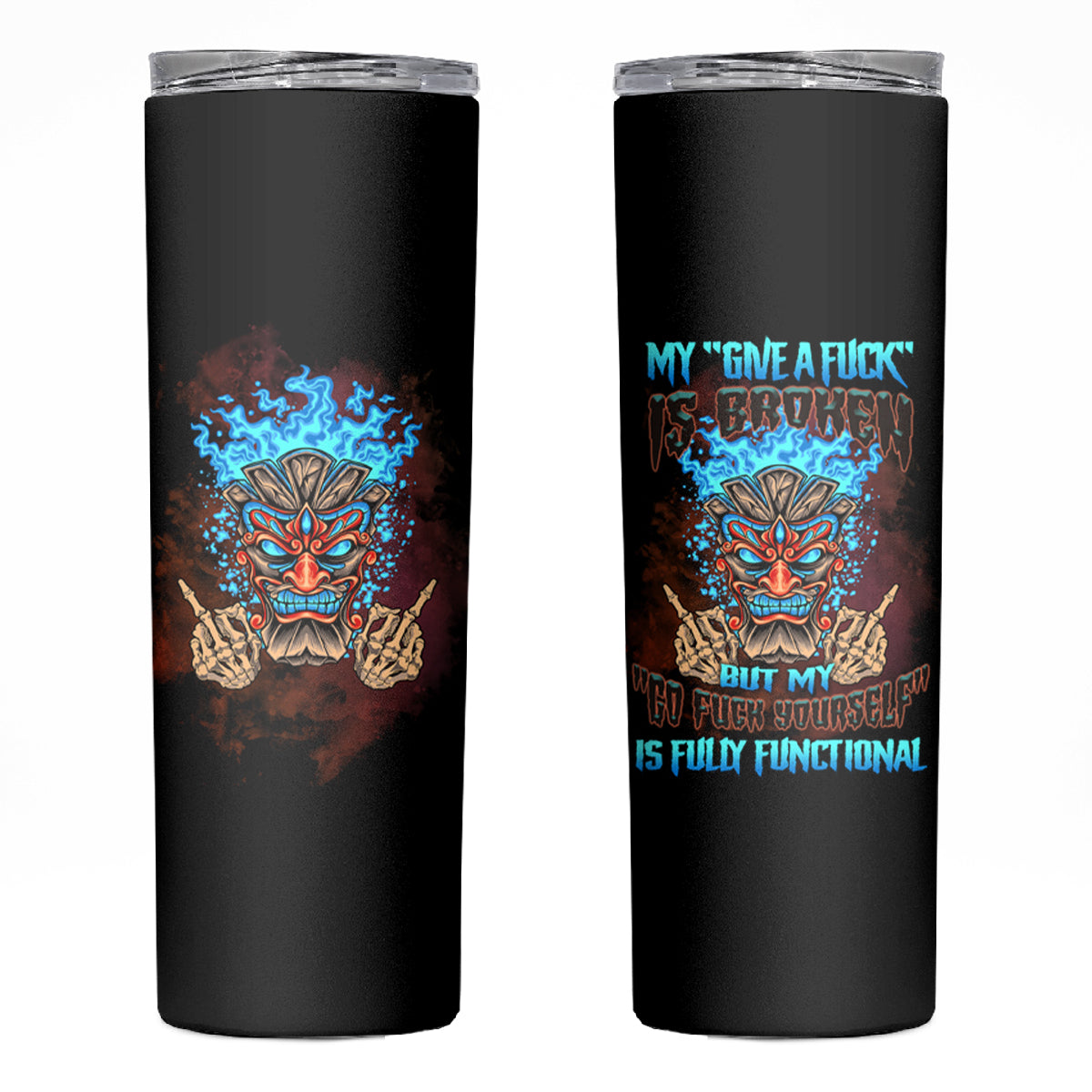 My Give A F Tiki Skull Skinny Tumbler - Wonder Print Shop