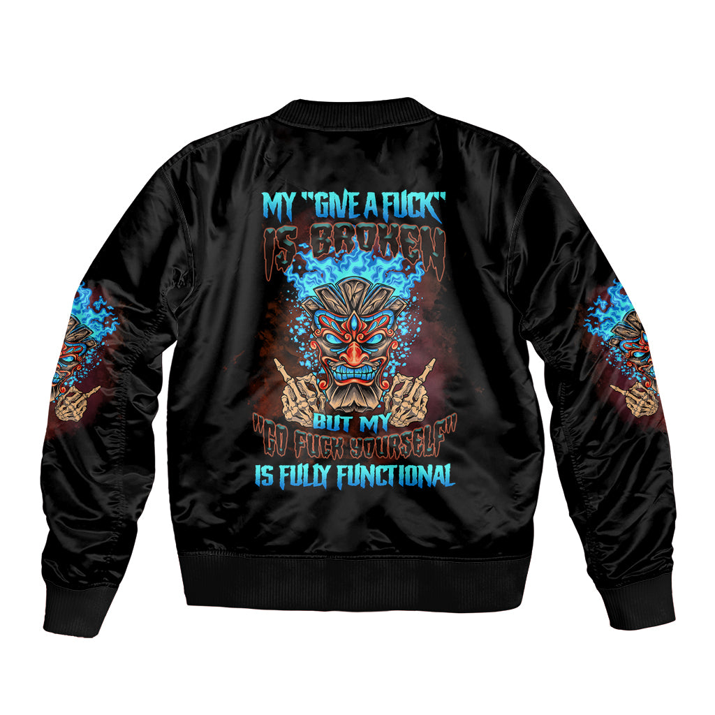 My Give A F Tiki Skull Sleeve Zip Bomber Jacket - Wonder Print Shop