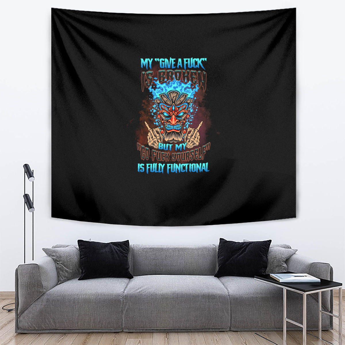 My Give A F Tiki Skull Tapestry - Wonder Print Shop
