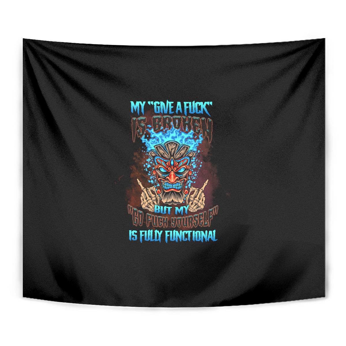 My Give A F Tiki Skull Tapestry - Wonder Print Shop