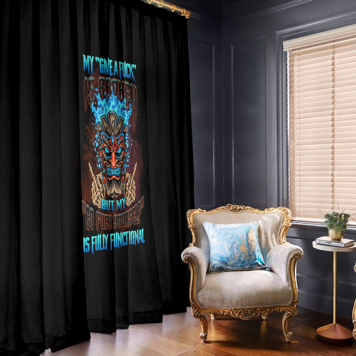 My Give A F Tiki Skull Window Curtain - Wonder Print Shop