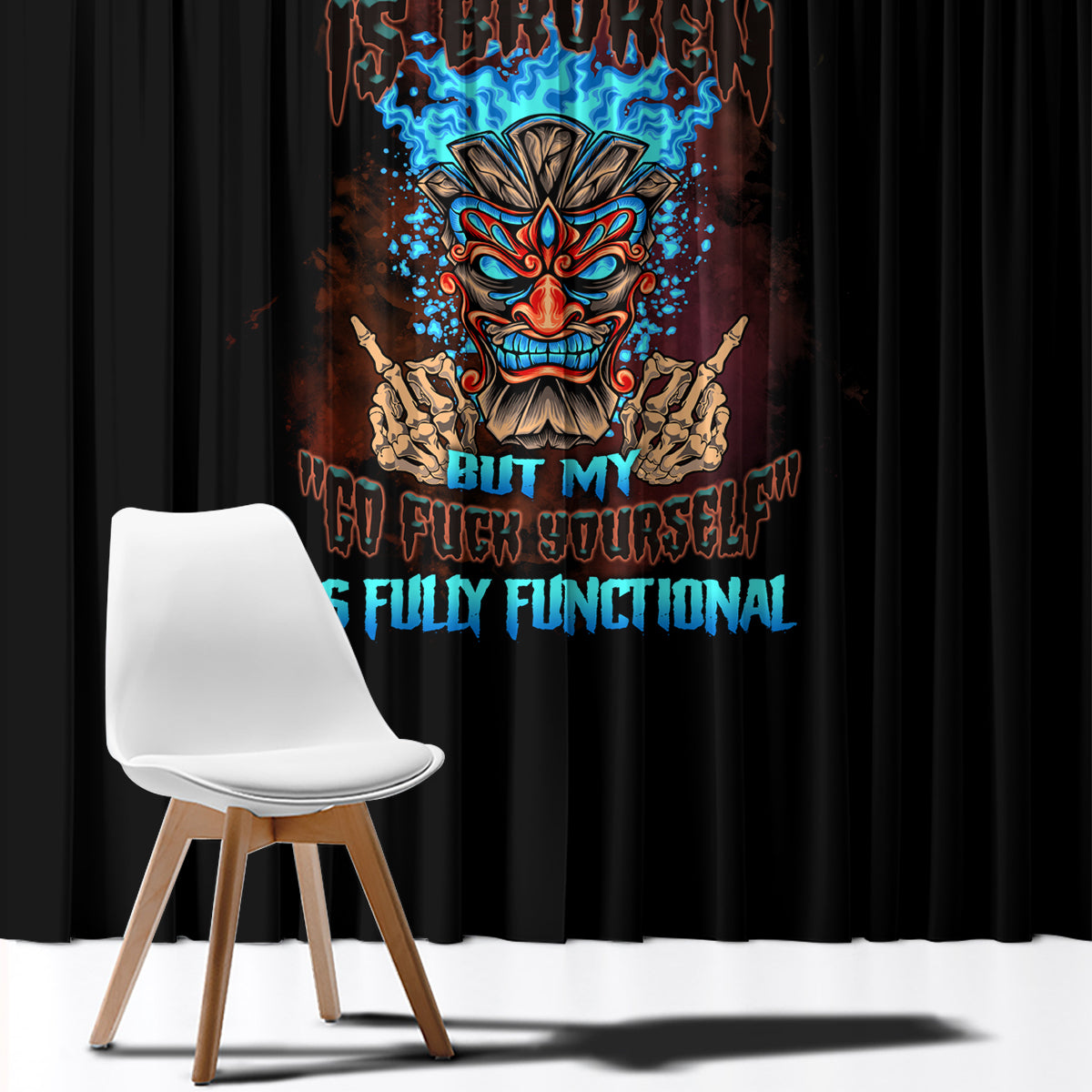 My Give A F Tiki Skull Window Curtain - Wonder Print Shop