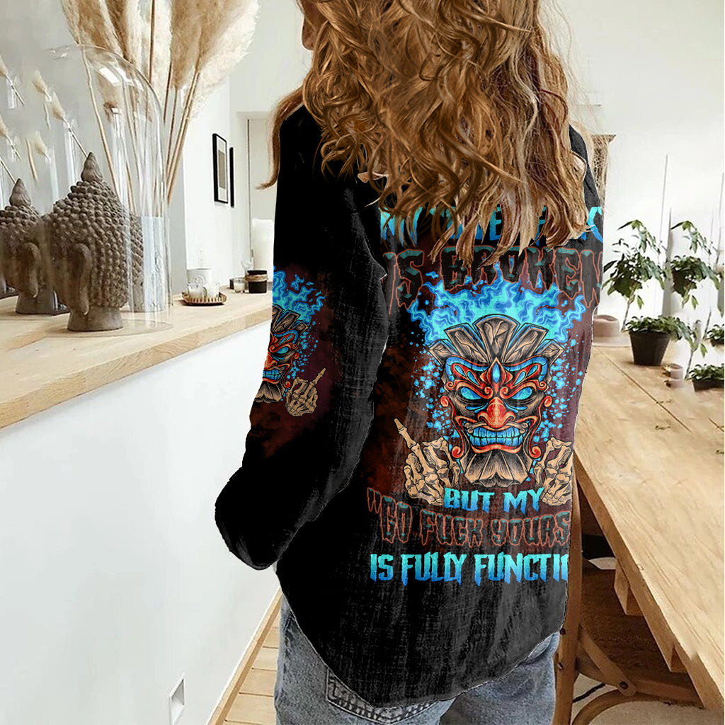 My Give A F Tiki Skull Women Casual Shirt - Wonder Print Shop