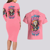 I'm Blunt Because God Rolled Me Couples Matching Long Sleeve Bodycon Dress and Hawaiian Shirt - Wonder Print Shop