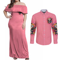 I'm Blunt Because God Rolled Me Couples Matching Off Shoulder Maxi Dress and Long Sleeve Button Shirt - Wonder Print Shop