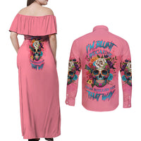 I'm Blunt Because God Rolled Me Couples Matching Off Shoulder Maxi Dress and Long Sleeve Button Shirt - Wonder Print Shop