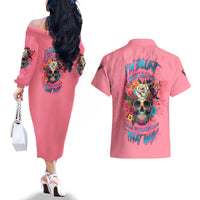 I'm Blunt Because God Rolled Me Couples Matching Off The Shoulder Long Sleeve Dress and Hawaiian Shirt - Wonder Print Shop