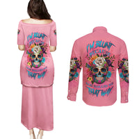 I'm Blunt Because God Rolled Me Couples Matching Puletasi Dress and Long Sleeve Button Shirt - Wonder Print Shop