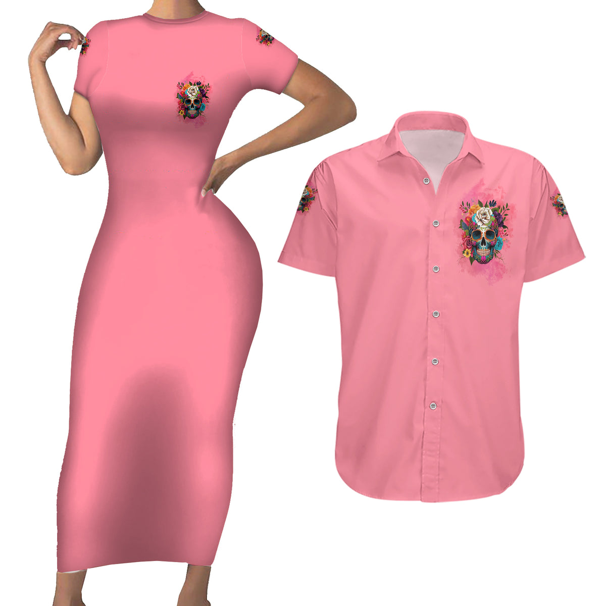 I'm Blunt Because God Rolled Me Couples Matching Short Sleeve Bodycon Dress and Hawaiian Shirt - Wonder Print Shop