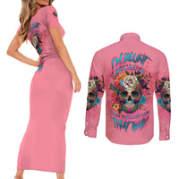 I'm Blunt Because God Rolled Me Couples Matching Short Sleeve Bodycon Dress and Long Sleeve Button Shirt - Wonder Print Shop