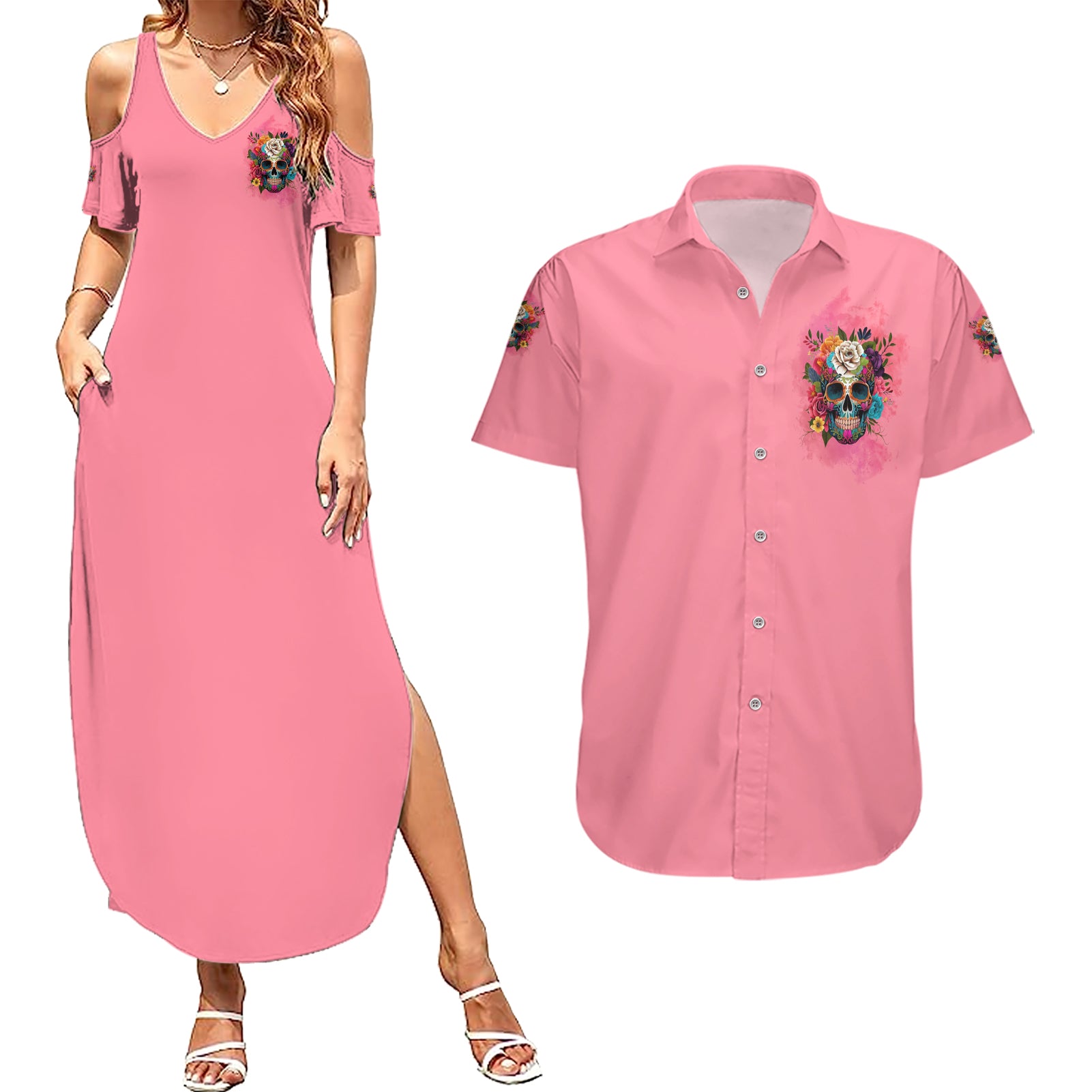 I'm Blunt Because God Rolled Me Couples Matching Summer Maxi Dress and Hawaiian Shirt - Wonder Print Shop