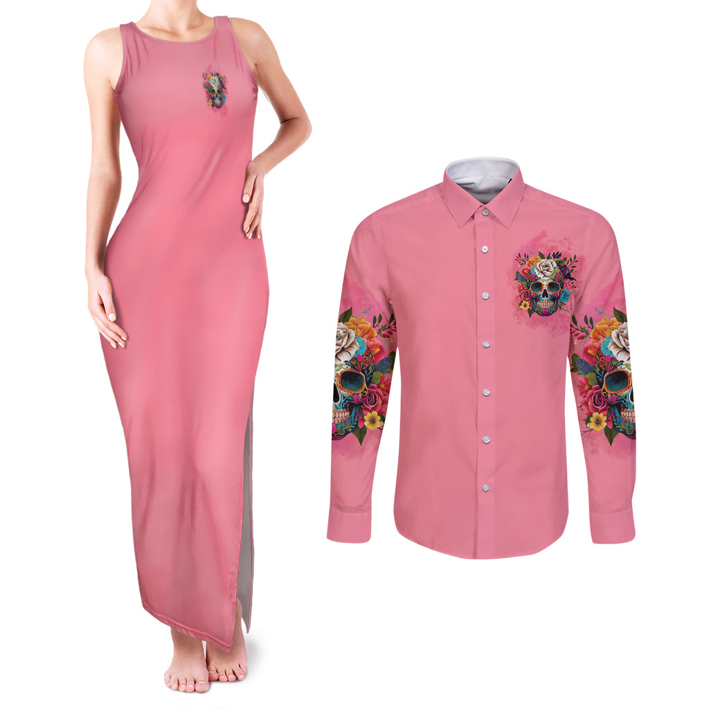 I'm Blunt Because God Rolled Me Couples Matching Tank Maxi Dress and Long Sleeve Button Shirt - Wonder Print Shop