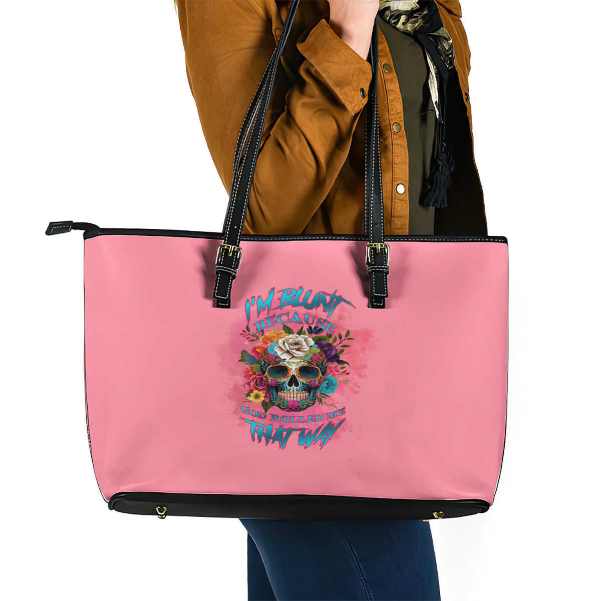 I'm Blunt Because God Rolled Me Leather Tote Bag - Wonder Print Shop