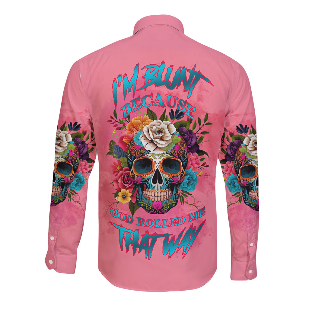 I'm Blunt Because God Rolled Me Long Sleeve Button Shirt - Wonder Print Shop