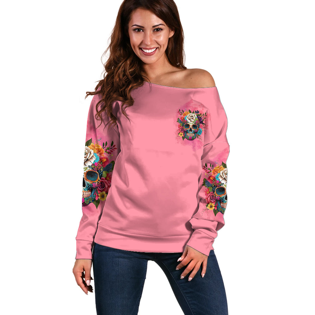 I'm Blunt Because God Rolled Me Off Shoulder Sweater - Wonder Print Shop