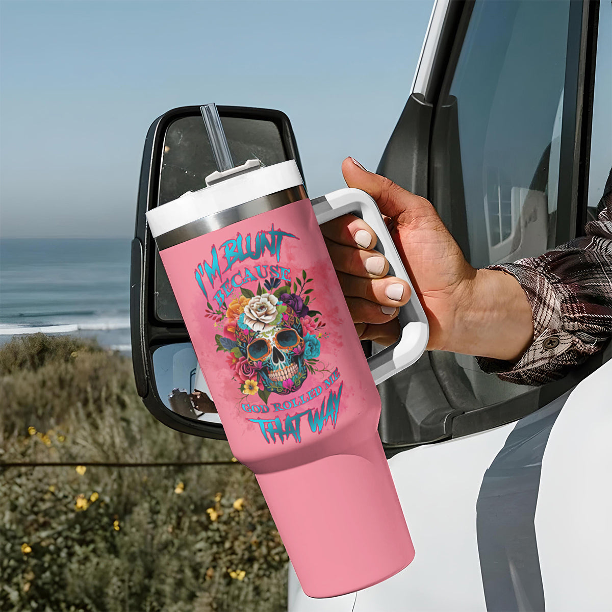 I'm Blunt Because God Rolled Me Tumbler With Handle - Wonder Print Shop