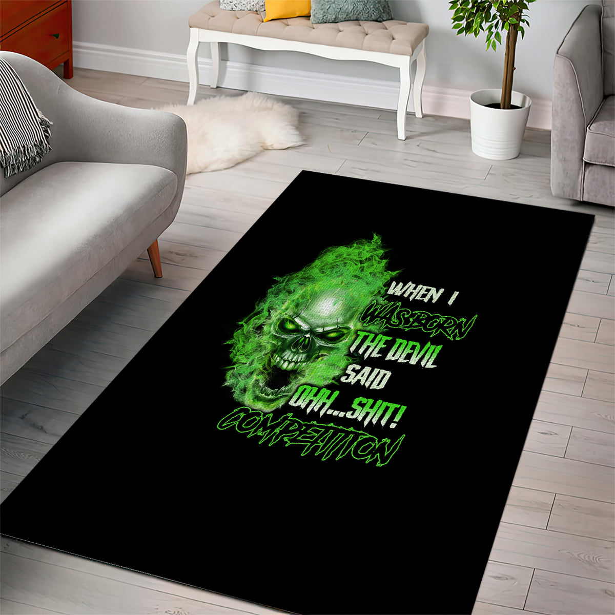 When I Was Born Skull Area Rug - Wonder Print Shop