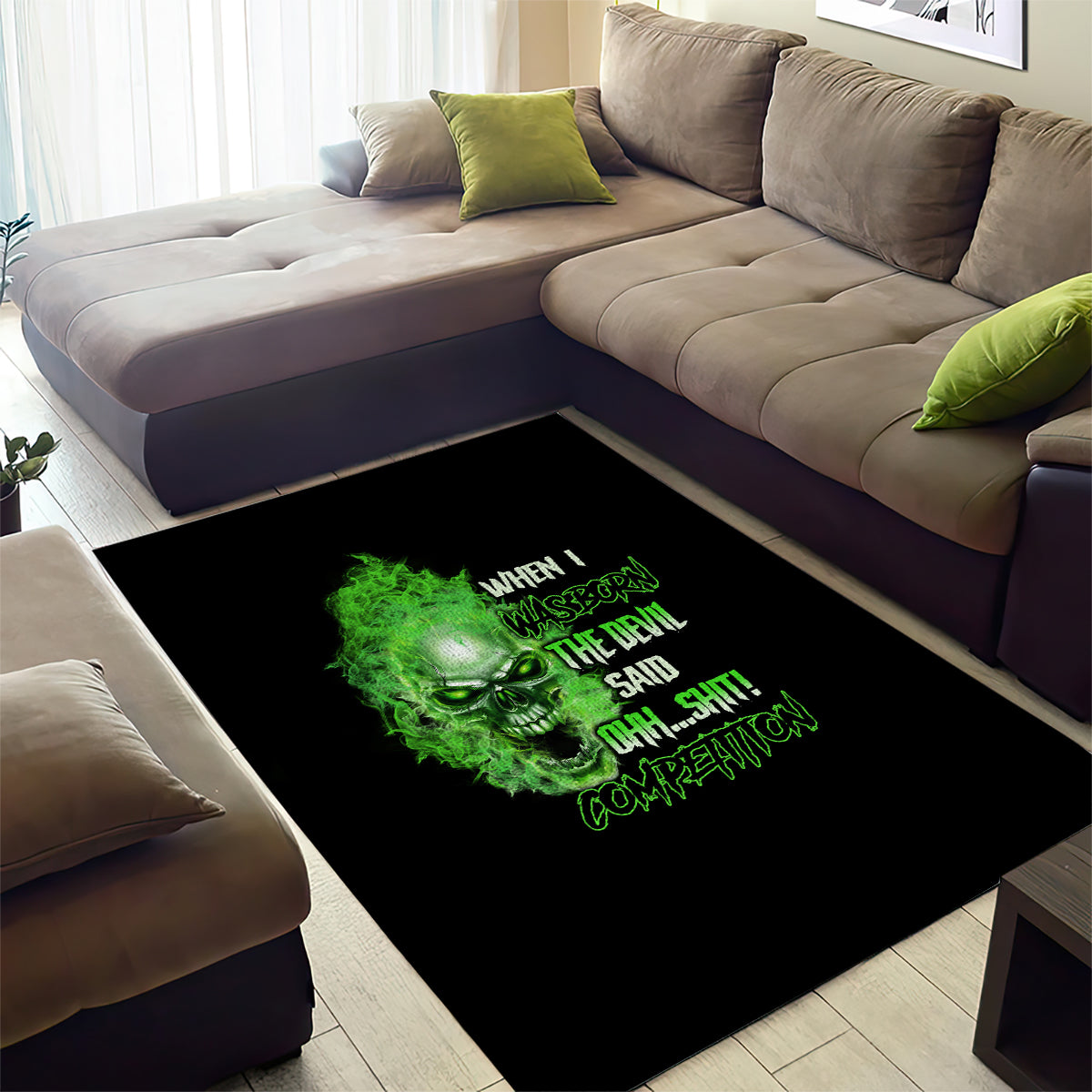 When I Was Born Skull Area Rug - Wonder Print Shop