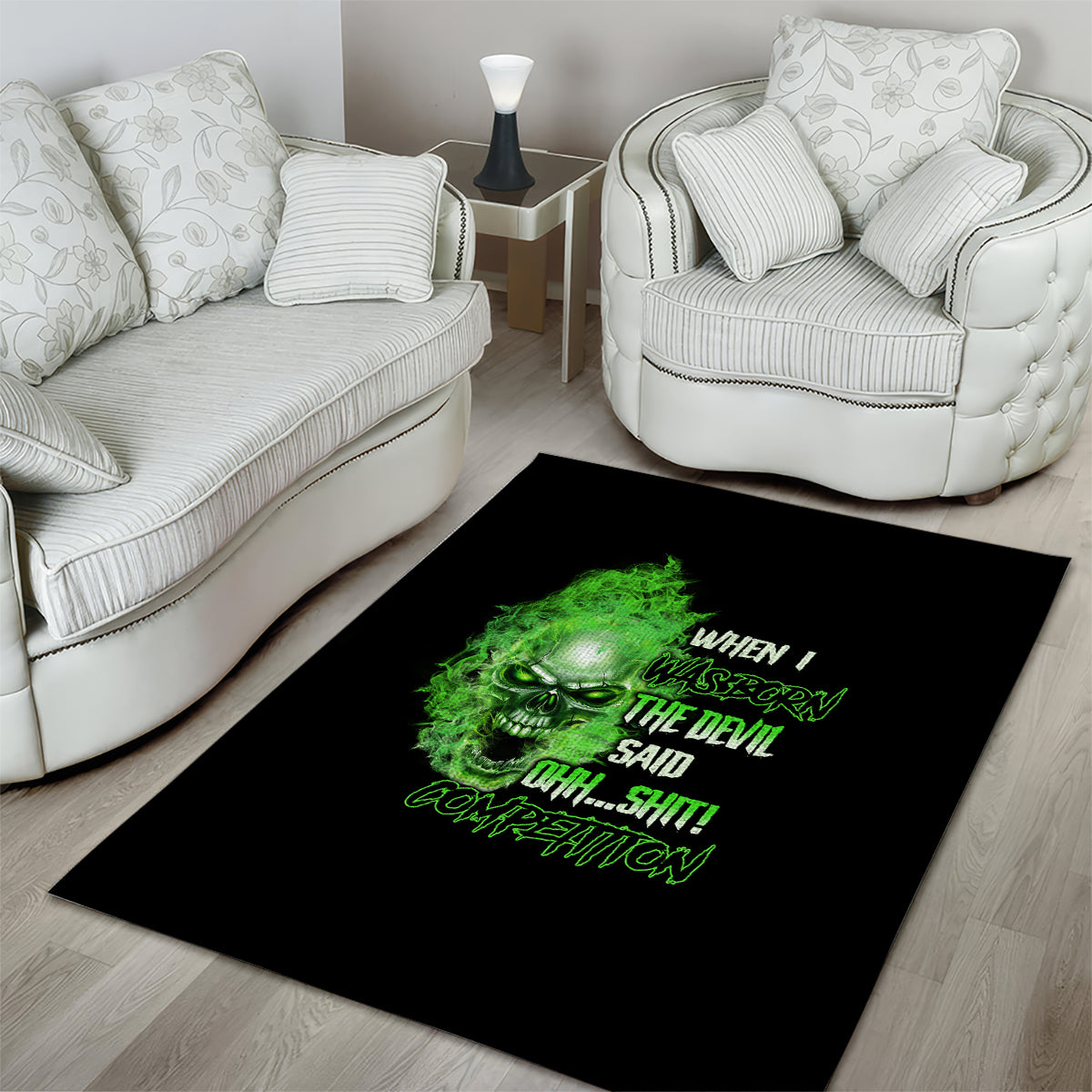 When I Was Born Skull Area Rug - Wonder Print Shop