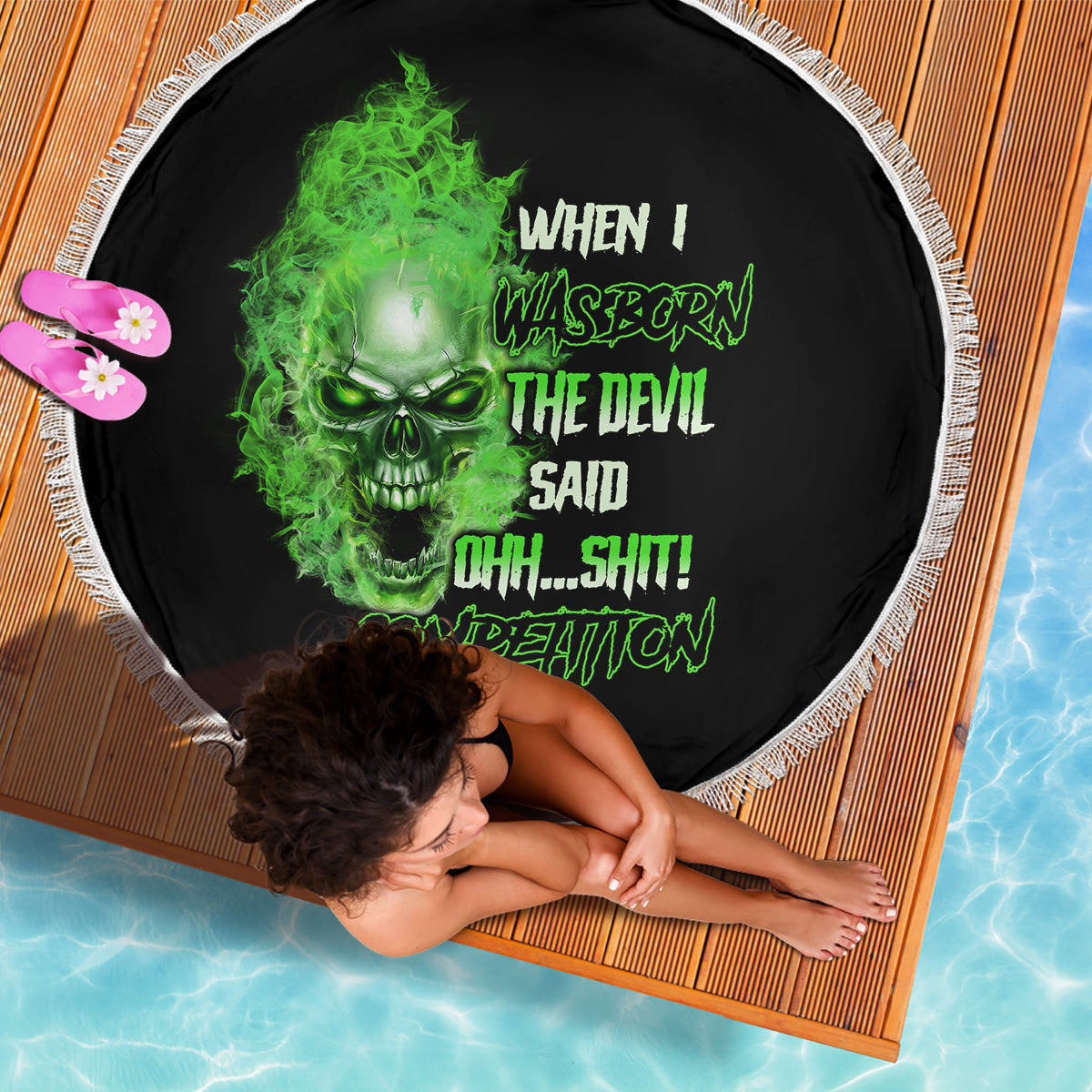 When I Was Born Skull Beach Blanket - Wonder Print Shop