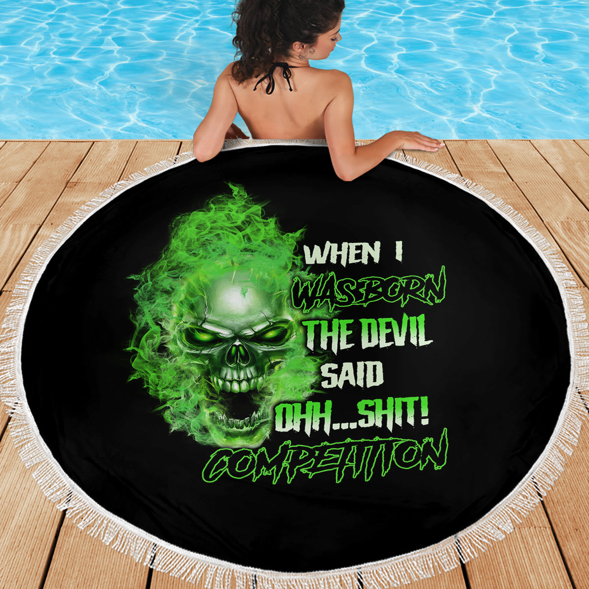 When I Was Born Skull Beach Blanket - Wonder Print Shop