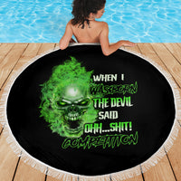 When I Was Born Skull Beach Blanket - Wonder Print Shop