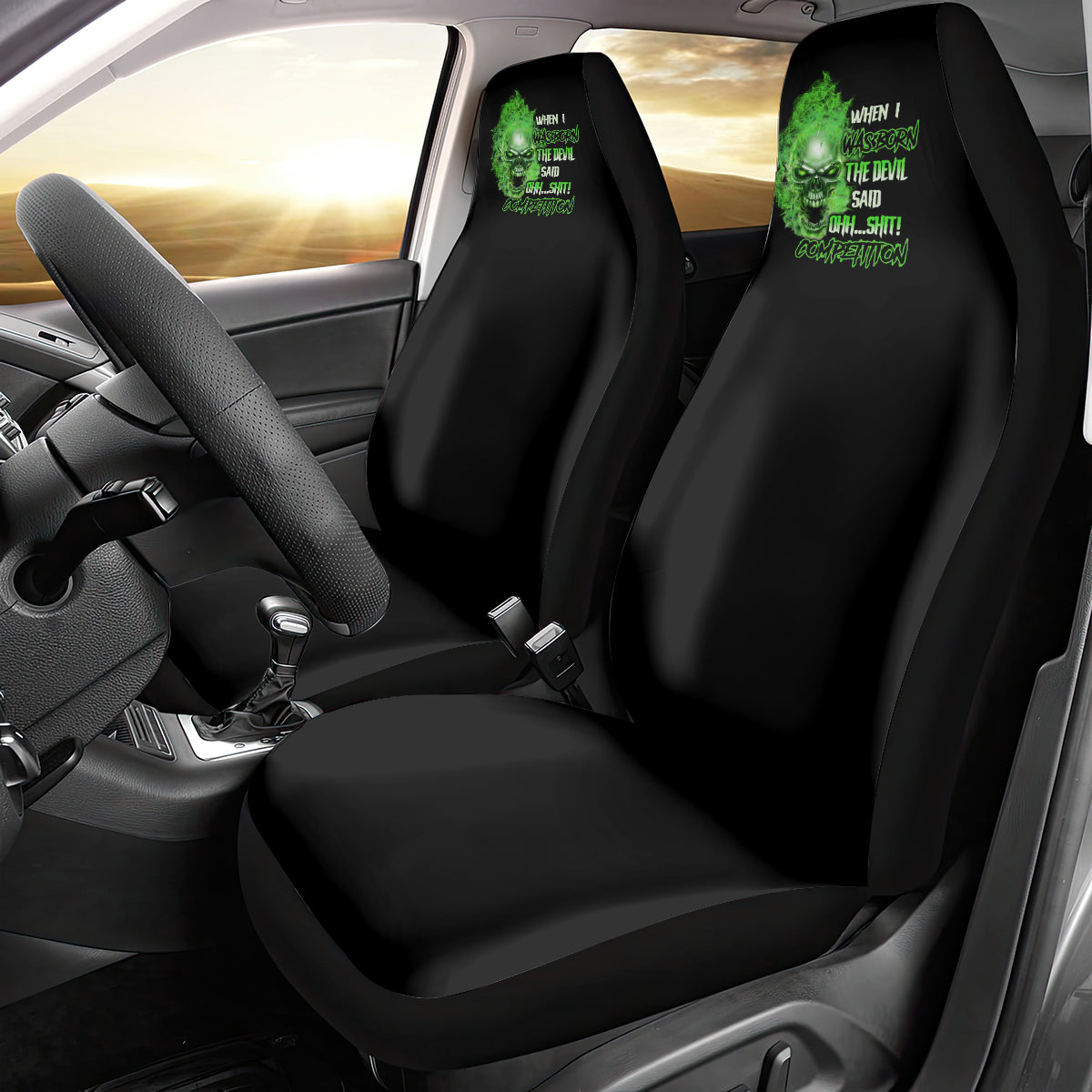 When I Was Born Skull Car Seat Cover - Wonder Print Shop