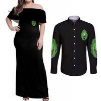 When I Was Born Skull Couples Matching Off Shoulder Maxi Dress and Long Sleeve Button Shirt - Wonder Print Shop