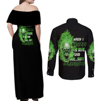 When I Was Born Skull Couples Matching Off Shoulder Maxi Dress and Long Sleeve Button Shirt - Wonder Print Shop