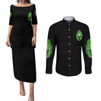 When I Was Born Skull Couples Matching Puletasi Dress and Long Sleeve Button Shirt - Wonder Print Shop