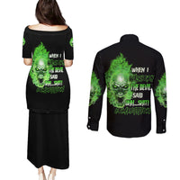 When I Was Born Skull Couples Matching Puletasi Dress and Long Sleeve Button Shirt - Wonder Print Shop
