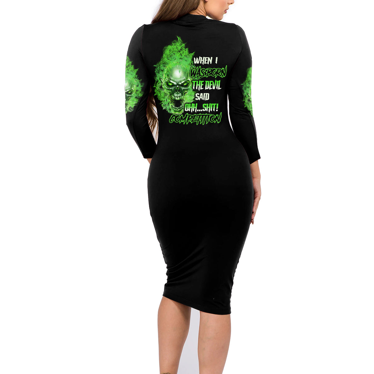 When I Was Born Skull Family Matching Long Sleeve Bodycon Dress and Hawaiian Shirt - Wonder Print Shop