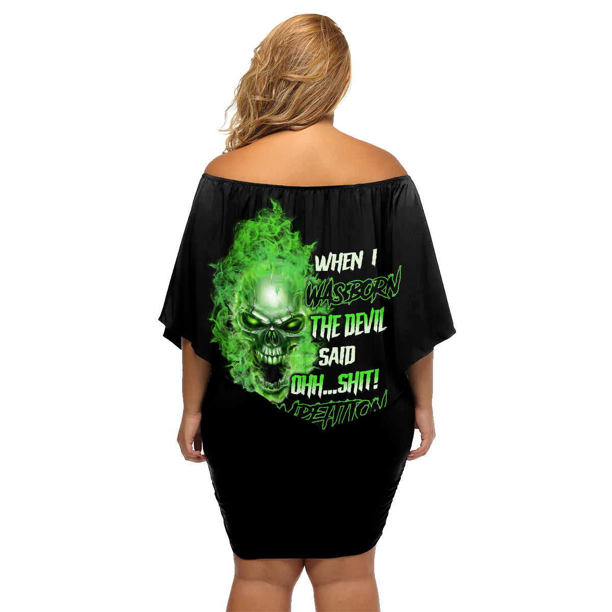 When I Was Born Skull Family Matching Off Shoulder Short Dress and Hawaiian Shirt - Wonder Print Shop