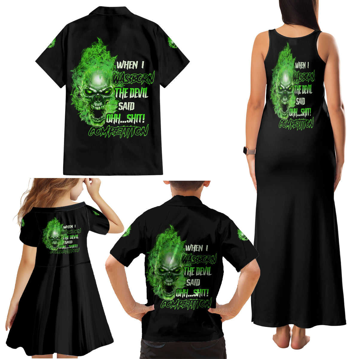 When I Was Born Skull Family Matching Tank Maxi Dress and Hawaiian Shirt - Wonder Print Shop