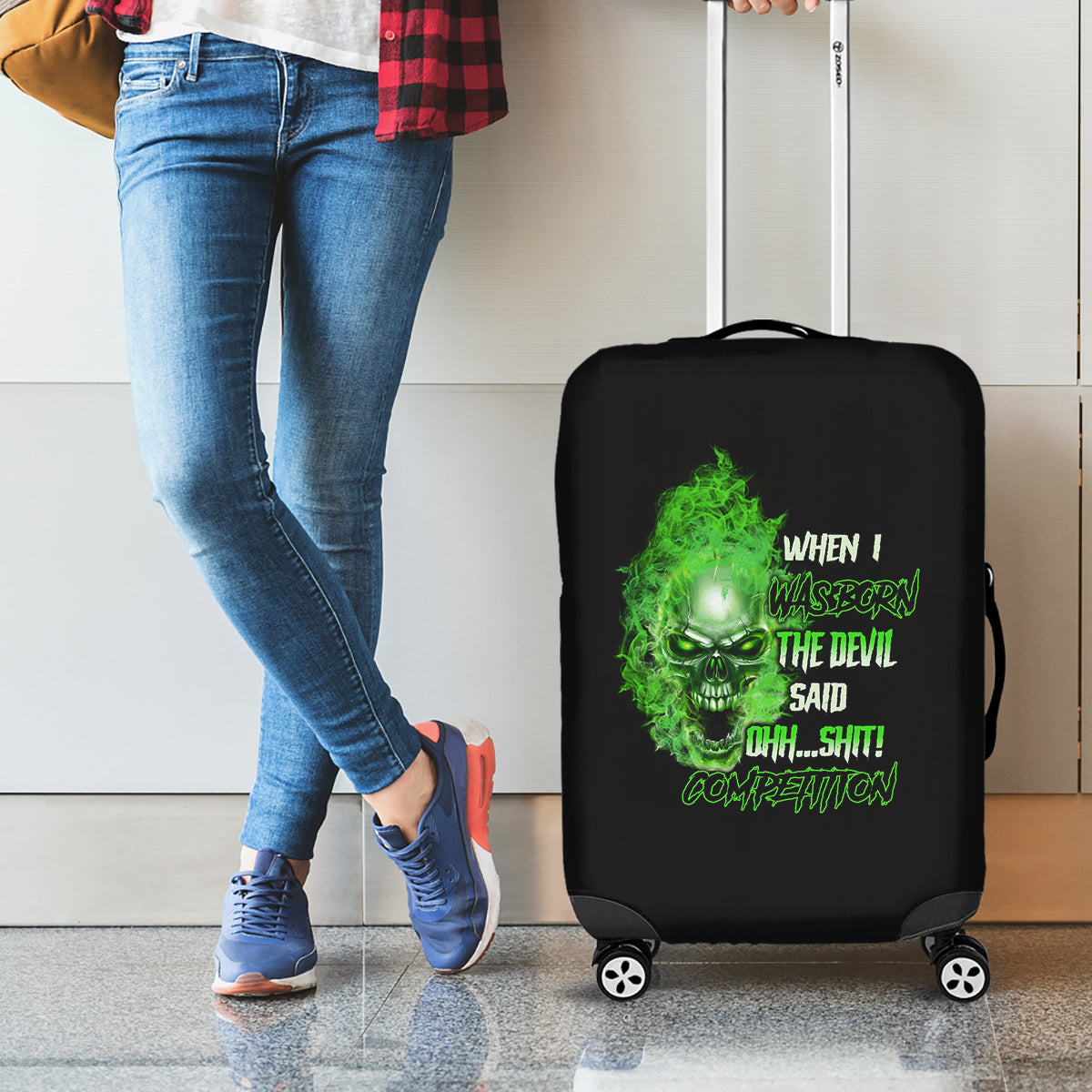 When I Was Born Skull Luggage Cover - Wonder Print Shop