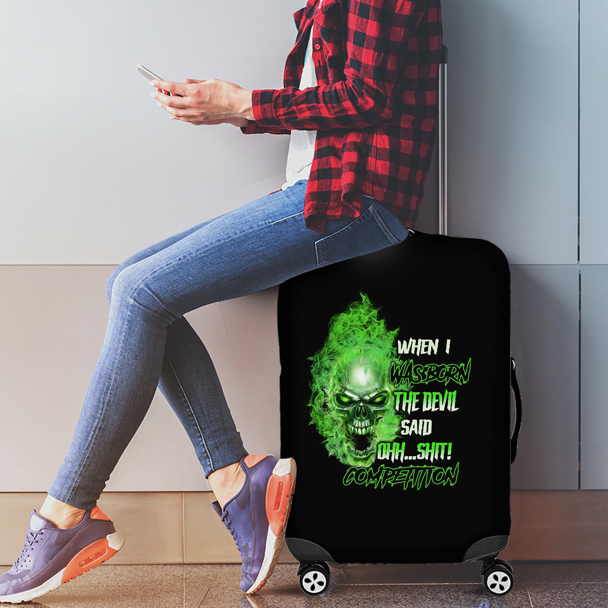 When I Was Born Skull Luggage Cover - Wonder Print Shop