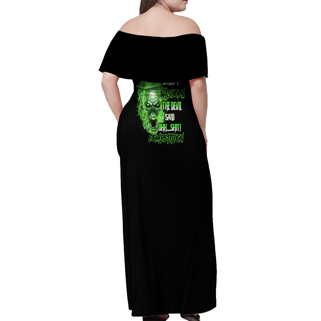 When I Was Born Skull Off Shoulder Maxi Dress - Wonder Print Shop